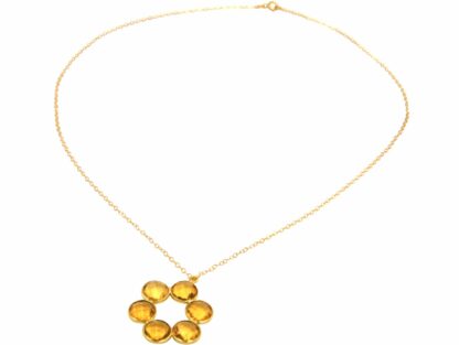 Collier 925 Silber/vergoldet mit 6 Citrinen Rosette