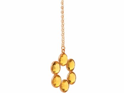 Collier 925 Silber/rosévergoldet mit 6 Citrinen Rosette