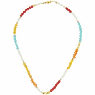 Edelstein-Collier multicolor und 925 Silber/vergoldet