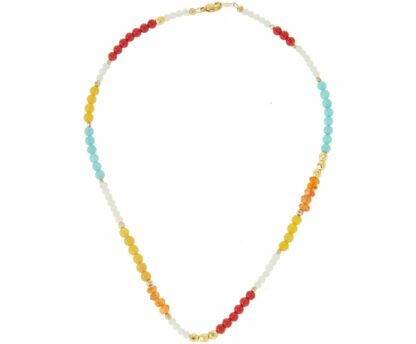 Edelstein-Collier multicolor und 925 Silber/vergoldet