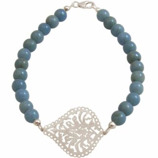 Armband mit Blatt-Mandala Silber und Aquamarinen blau