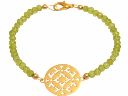 Armband Silber/vergoldet mit Mandala kreativ und Peridoten