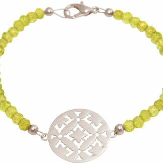 Armband mit Mandala kreativ Silber und Peridoten