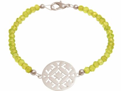 Armband mit Mandala kreativ Silber und Peridoten