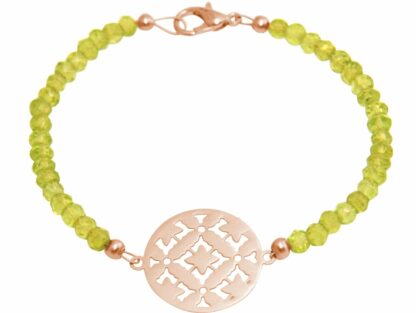 Armband Silber/rosévergoldet mit Mandala kreativ und Peridoten