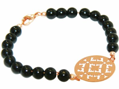Armband Silber/vergoldet mit Onyx schwarz und Fantasy-Mandala