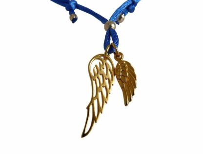 Seiden-Armband blau mit 2 Flügeln 925 Silber/vergoldet