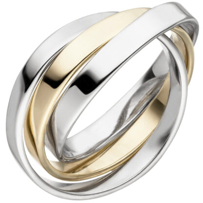Ring mehrbahnig verschlungen 925 Silber/teilvergoldet