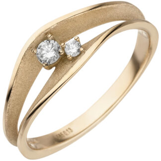 Ring 585 Gelbgold/teilmatt mit 2 Brillanten 0,13 ct.