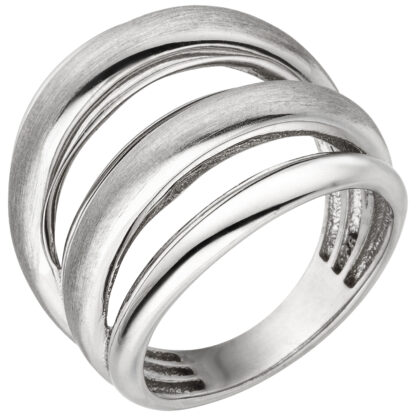 Ring mehrreihig 925 Silber/teilmattiert