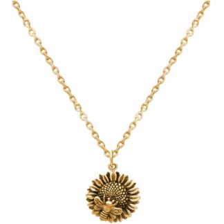 Collier mit Anhänger "Sonnenblume mit Biene" 925 Silber/vergoldet