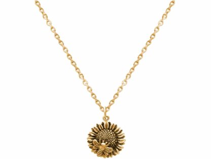 Collier mit Anhänger "Sonnenblume mit Biene" 925 Silber/vergoldet