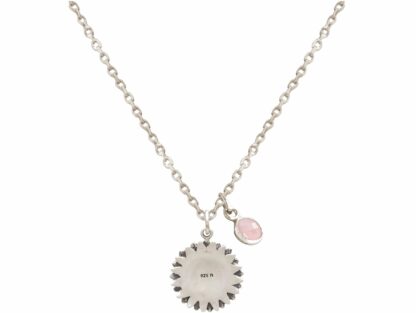 Collier "Sonnenblume mit Rosenquarz" 925 Silber