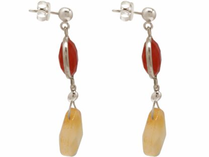 Ohrstecker 925 Silber mit Karneol und Chalcedon