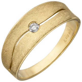 Ring 585 Gelbgold/eismatt mit Brillant Abstrakt-Stil