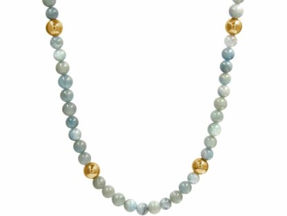 Collier 925 Silber/vergoldet mit Aquamarinen