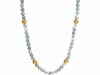 Collier 925 Silber/vergoldet mit Aquamarinen