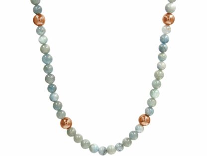 Collier 925 Silber/rosévergoldet mit Aquamarinen