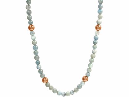 Collier 925 Silber/rosévergoldet mit Aquamarinen