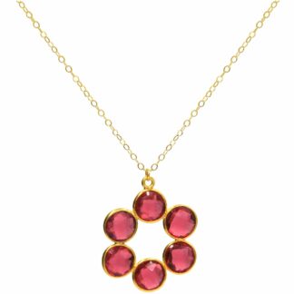 Collier "Rosette" 925 Silber/vergoldet mit 6 Turmalinen rosa