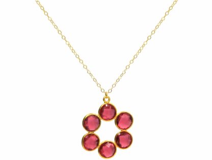 Collier "Rosette" 925 Silber/vergoldet mit 6 Turmalinen rosa