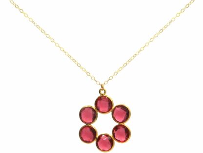 Collier "Rosette" 925 Silber/vergoldet mit 6 Turmalinen rosa