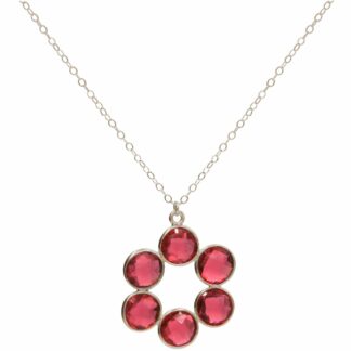 Collier „Rosette“ 925 Silber mit 6 Turmalinen rosa