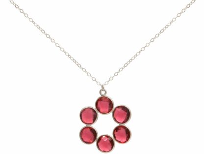 Collier „Rosette“ 925 Silber mit 6 Turmalinen rosa