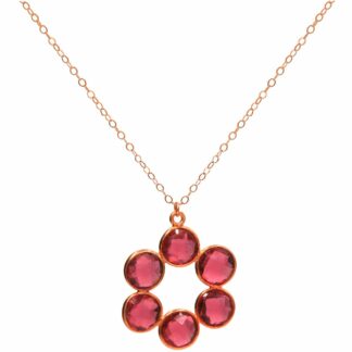 Collier "Rosette" 925 Silber/rosévergoldet mit 6 Turmalinen rosa