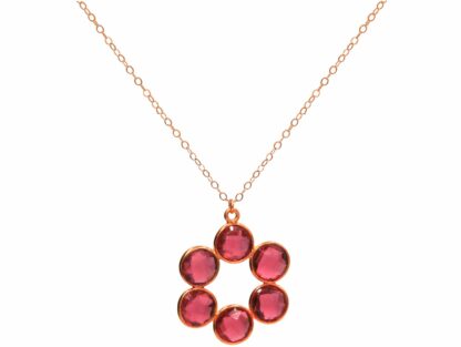Collier "Rosette" 925 Silber/rosévergoldet mit 6 Turmalinen rosa