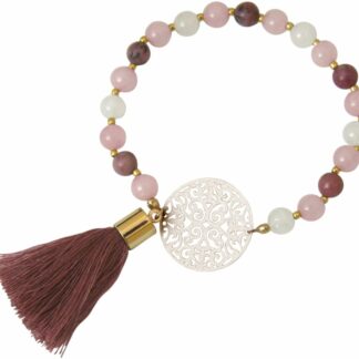 Armband „Rosette“ vergoldet sowie Edelsteine rosa und weiß