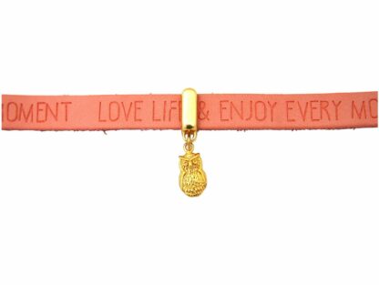 Kunst-Leder-Armband pink mit „Eule“ vergoldet