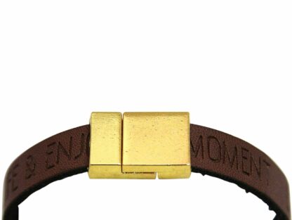 Kunst-Leder-Armband braun mit „Eule“ vergoldet