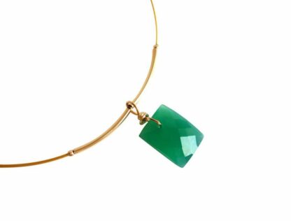 Collier/Juwelierdraht vergoldet mit Onyx grün