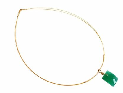 Collier/Juwelierdraht vergoldet mit Onyx grün