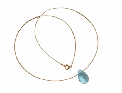 Collier/vergoldet mit Aquamarin-Tropfen