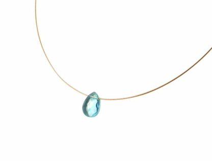 Collier/vergoldet mit Aquamarin-Tropfen