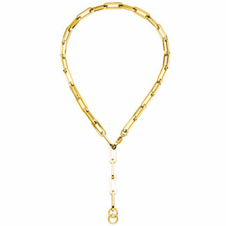 Y-Collier Edelstahl/PVD goldfarben minimalistisch mit Gliedern