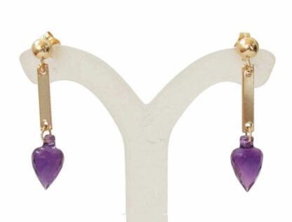 Ohrstecker vergoldet mit Amethyst Tropfen violett