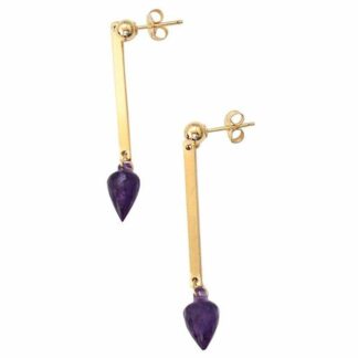 Ohrstecker vergoldet mit 2 Amethyst Tropfen ca. 3,9 cm