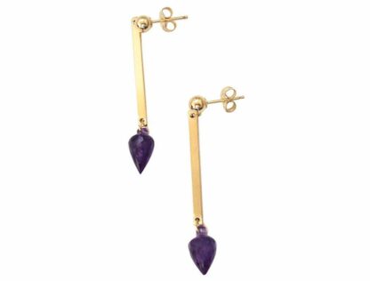 Ohrstecker vergoldet mit 2 Amethyst Tropfen ca. 3,9 cm