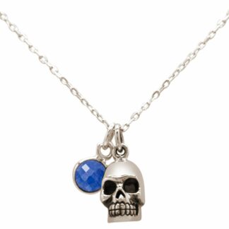 Collier "Totenkopf" 925 Silber mit Blue Saphir