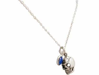 Collier "Totenkopf" 925 Silber mit Blue Saphir