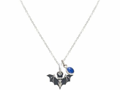 Collier "Fledermaus" 925 Silber mit Blue Saphir