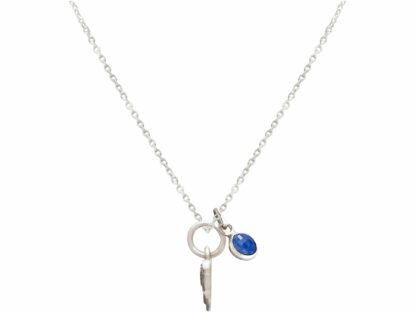 Collier "Fledermaus" 925 Silber mit Blue Saphir