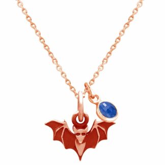 Collier "Fledermaus" 925 Silber/rosévergoldet mit Blue Saphir