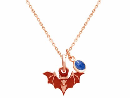 Collier "Fledermaus" 925 Silber/rosévergoldet mit Blue Saphir