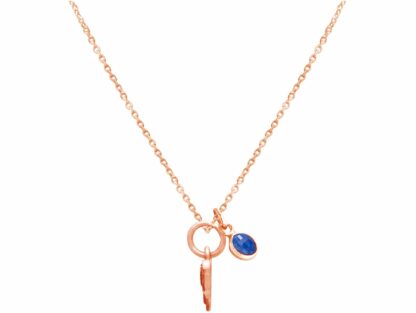 Collier "Fledermaus" 925 Silber/rosévergoldet mit Blue Saphir
