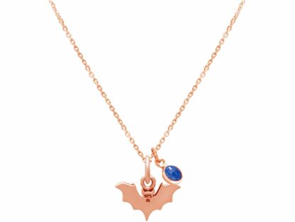 Collier "Fledermaus" 925 Silber/rosévergoldet mit Blue Saphir