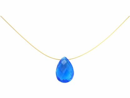 Collier/Juwelierdraht vergoldet mit Blautopas-Tropfen intensiv blau
